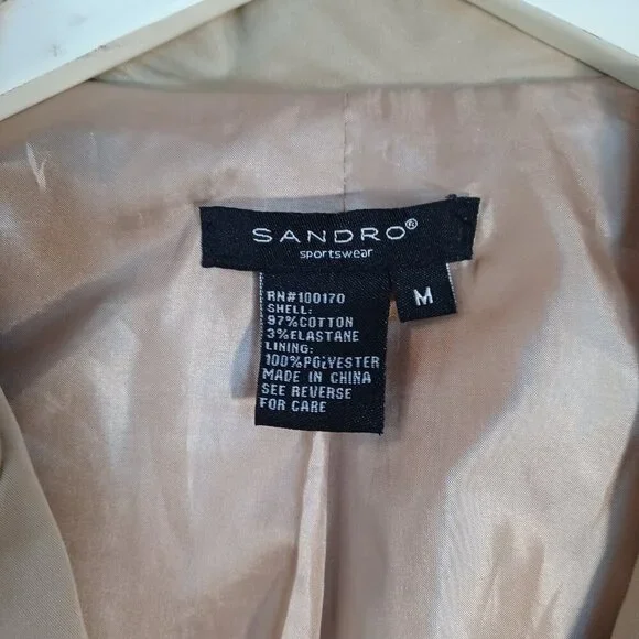 Sandro Sportswear Trench Coat Jacket Length Classic Tan Womens Medium - Picture 4 of 12